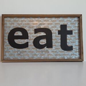 Rustic Galvanized Metal Wood Frame Farmhouse Kitchen Wall Plaque 20"X12"